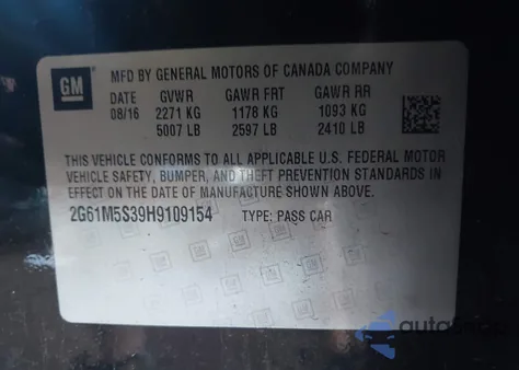 2017 Cadillac Xts Luxury z USA, uszkodzony, nr VIN 2G61M5S39H9109154